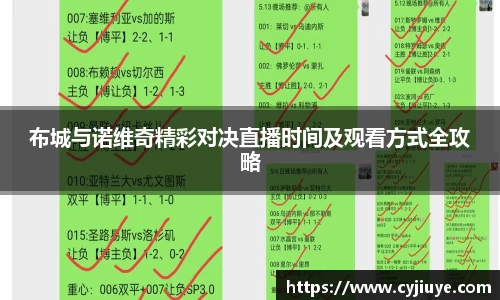布城与诺维奇精彩对决直播时间及观看方式全攻略